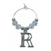 Personalised Letter R Wine Glass Charm with Rhinestones